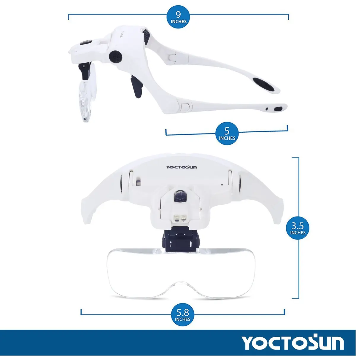 YOCTOSUN Head Mount Magnifier with 2 LED Lights | 5 Lenses, 3.5X Magnification, Interchangeable, Headband & Light - view 5