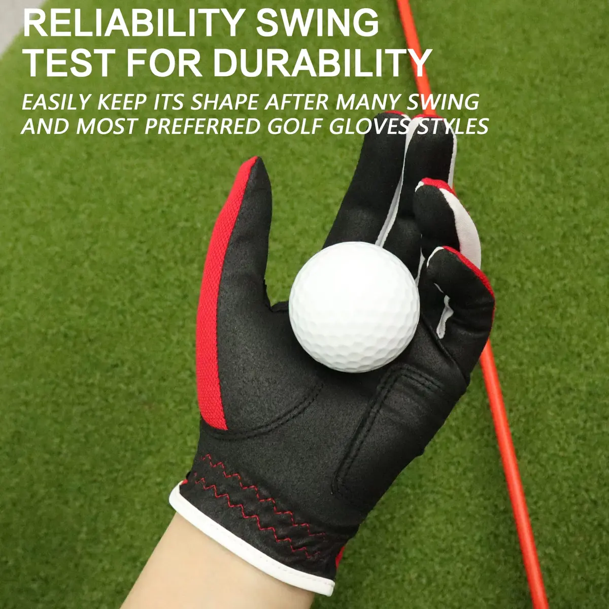FINGER TEN Junior Kids Dura Feel Golf Gloves Large Red | Extra Grip & Breathability - view 3