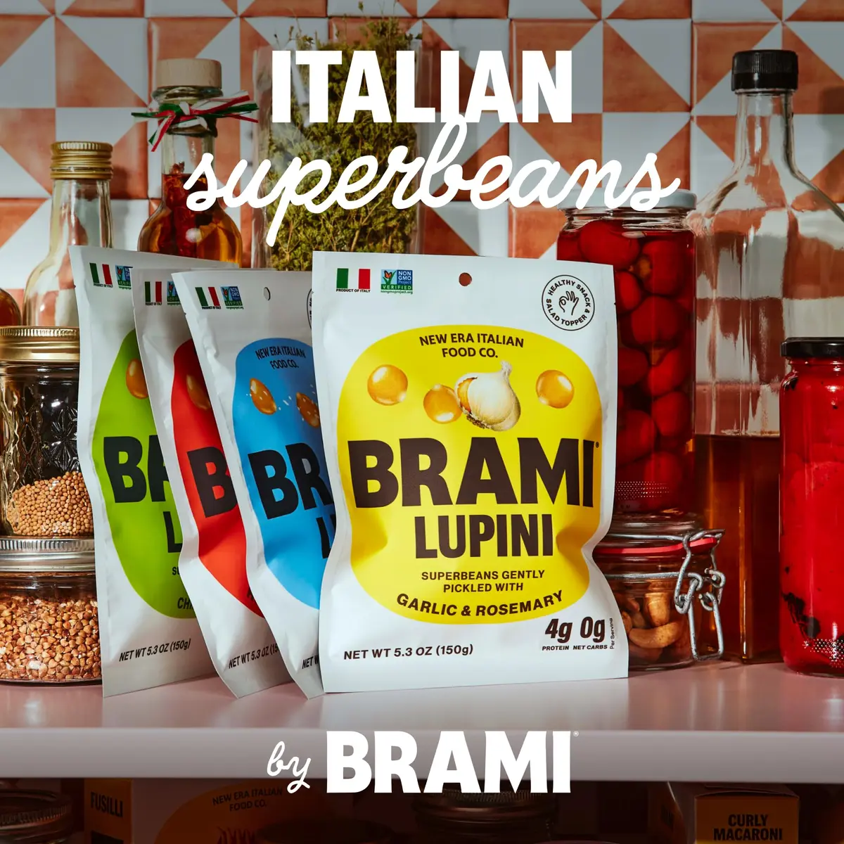BRAMI Lupini Beans Snacks, Garlic & Rosemary | 7g Plant Protein, 0g Net Carbs, Vegan, Mediterranean Diet - view 6