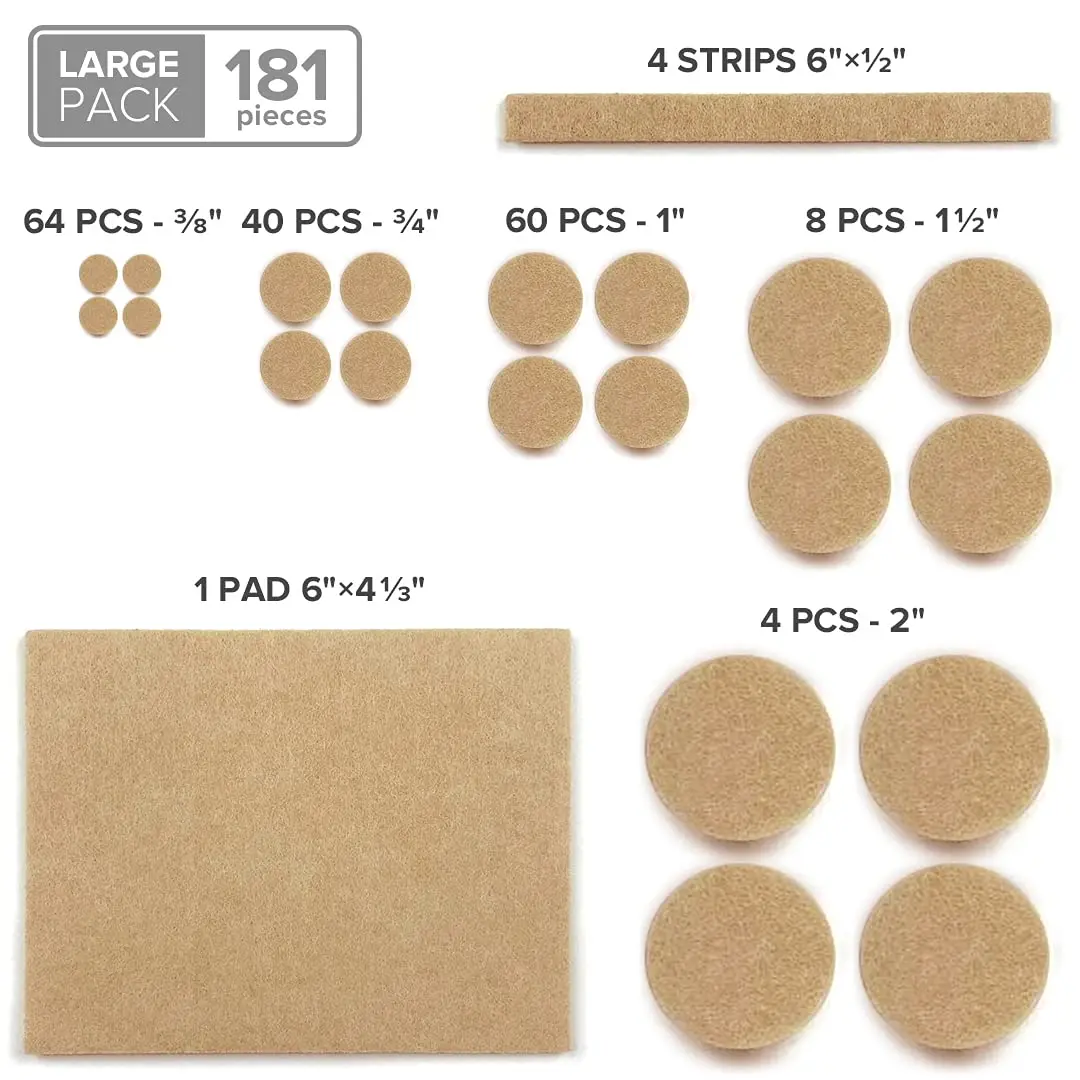 X-Protector Furniture Felt Pads 181 PCS - Beige Round & Square | Protects Hardwood & Laminate Floors - view 5