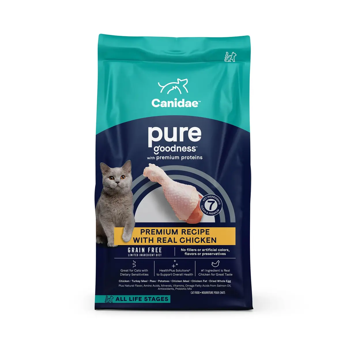 CANIDAE Pure Goodness Dry Cat Food 10 lb | Grain-Free, Real Chicken, Sensitive Stomach Support - main product image