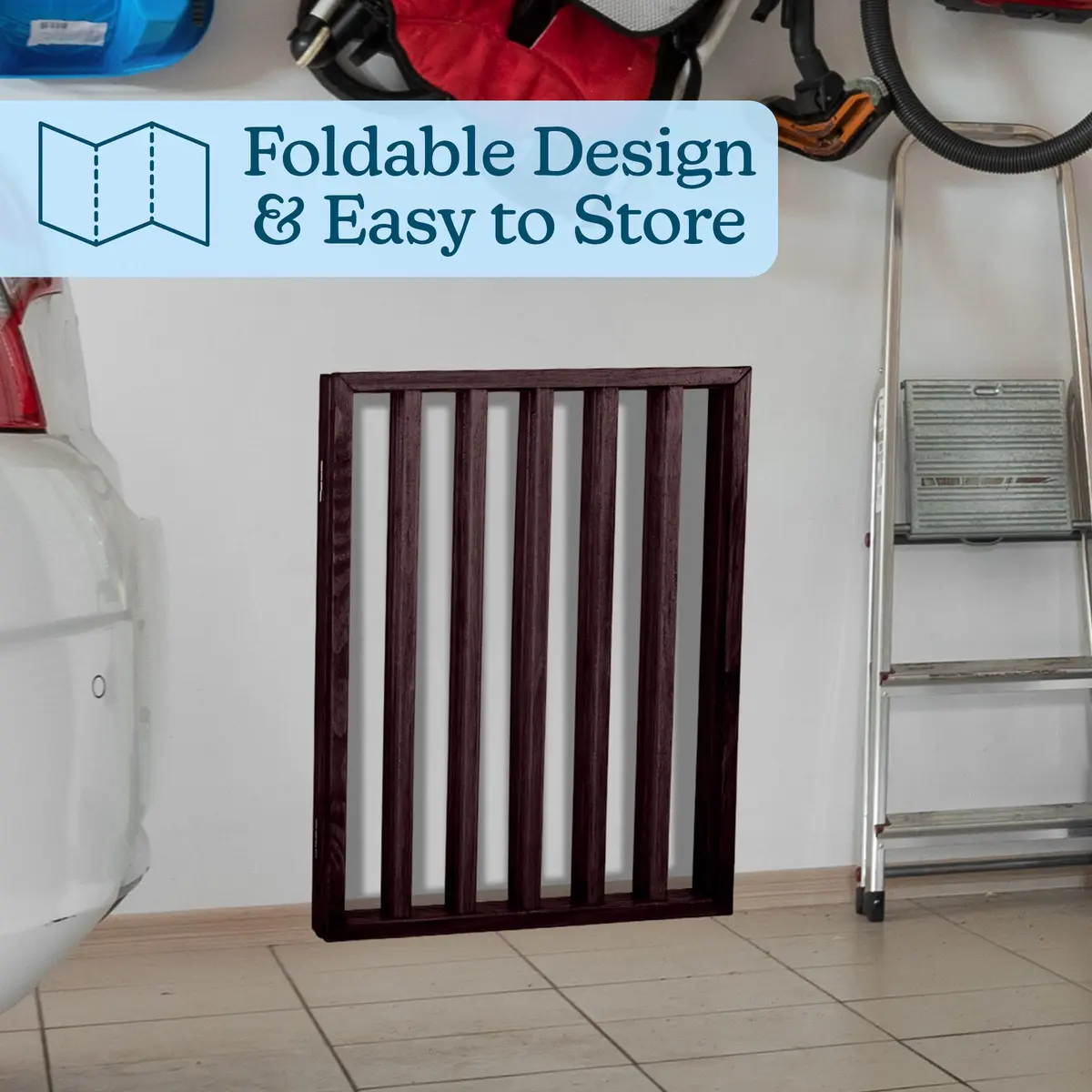 PETMAKER 3-Panel Indoor Foldable Dog Fence 54x24-Inch Brown | Freestanding Pet Gate for Stairs & Doorways - view 4