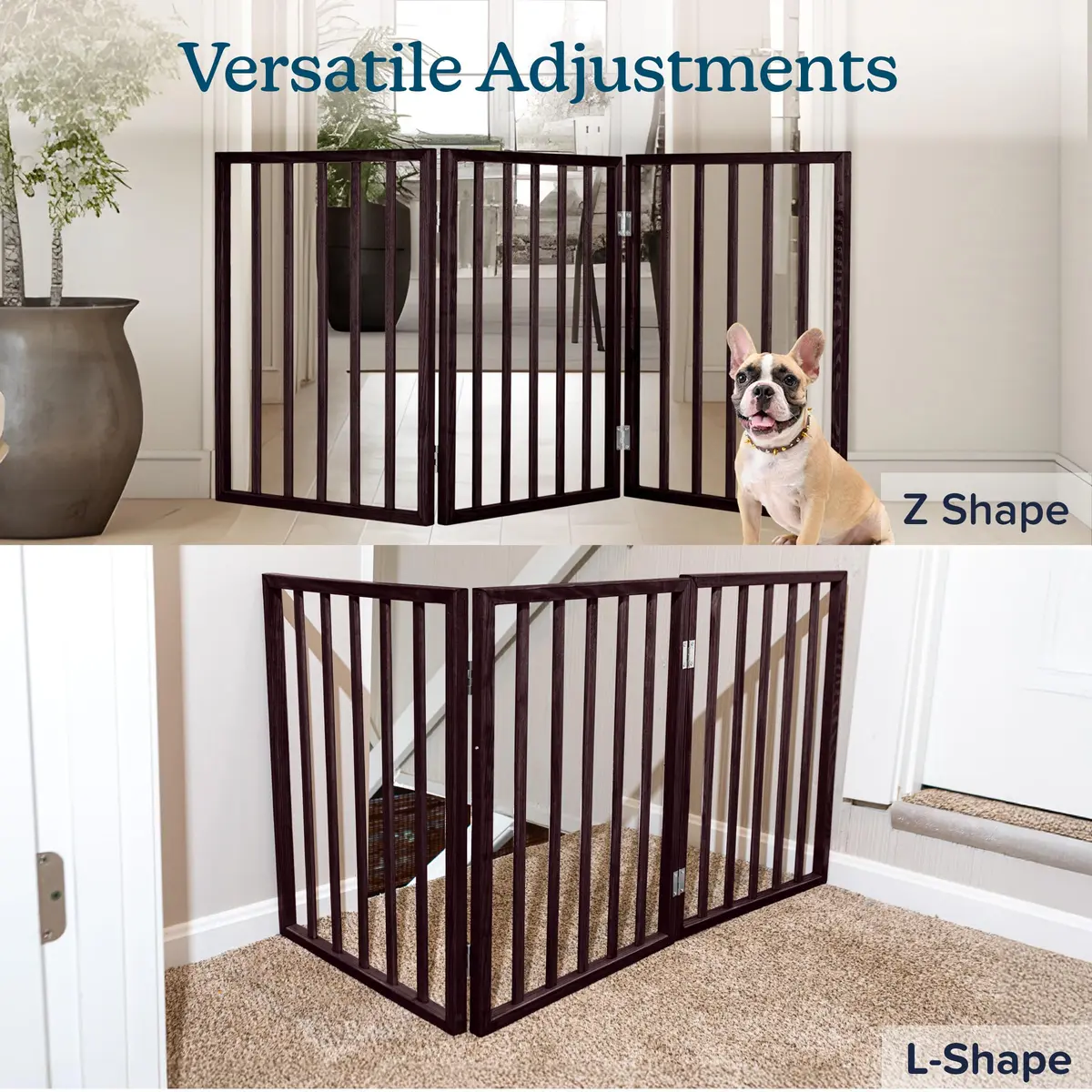 PETMAKER 3-Panel Indoor Foldable Dog Fence 54x24-Inch Brown | Freestanding Pet Gate for Stairs & Doorways - view 7