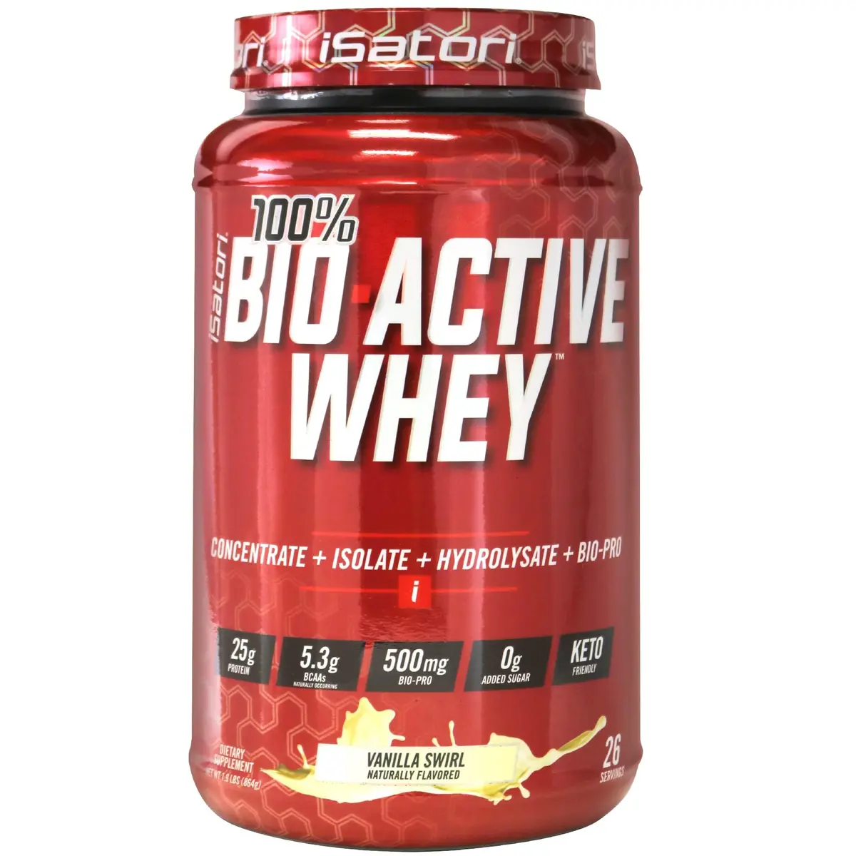 iSatori 100% Bio-Active Whey Protein Vanilla Flavor | 26 Servings, 25g Protein, Fast Recovery - main product image