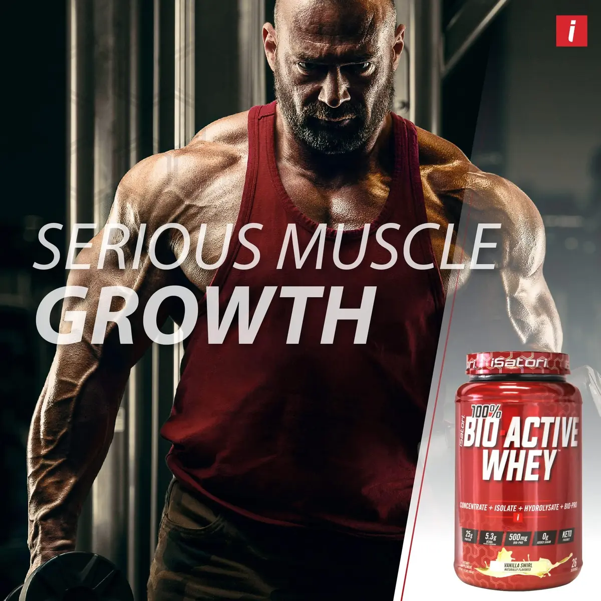 iSatori 100% Bio-Active Whey Protein Vanilla Flavor | 26 Servings, 25g Protein, Fast Recovery - view 3