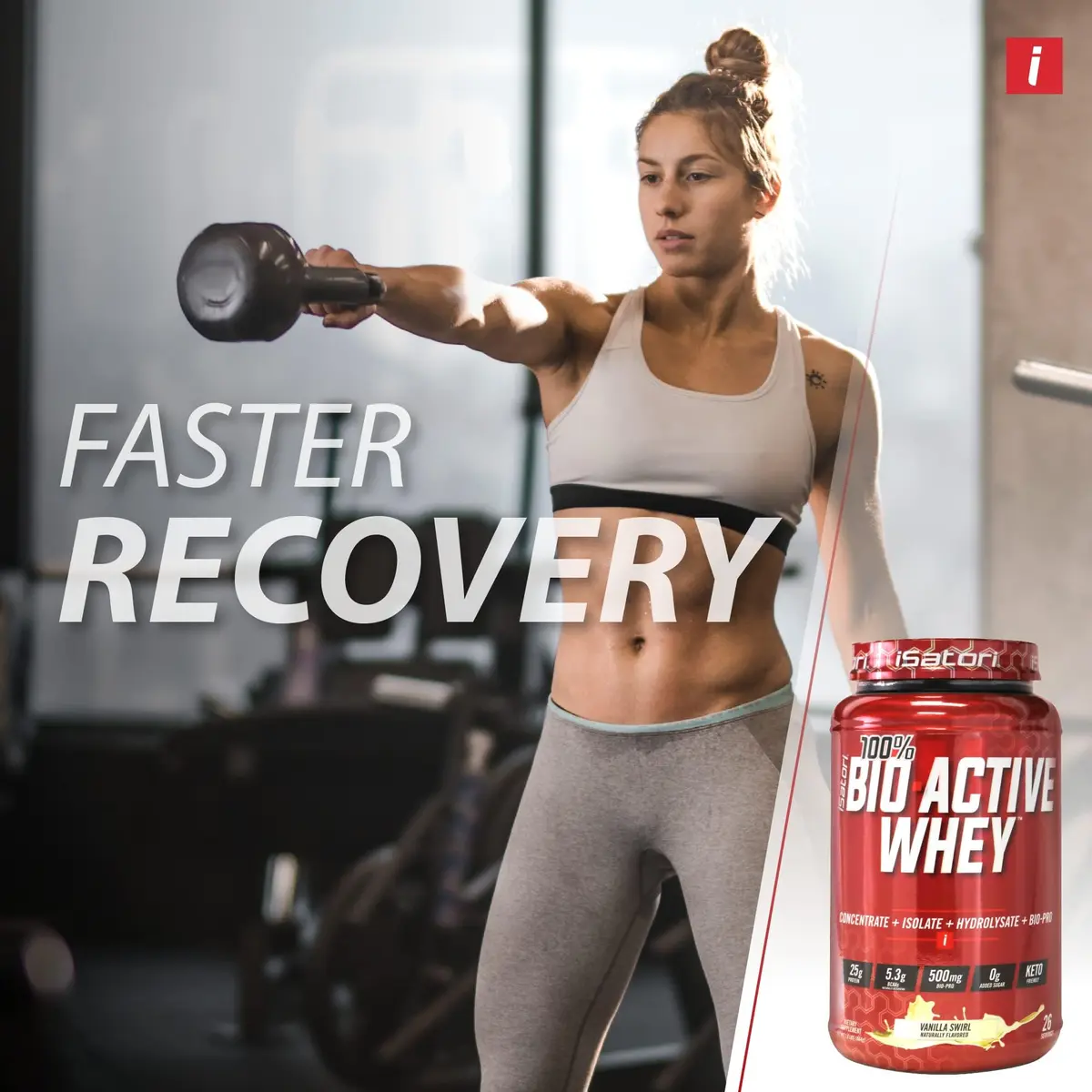 iSatori 100% Bio-Active Whey Protein Vanilla Flavor | 26 Servings, 25g Protein, Fast Recovery - view 4