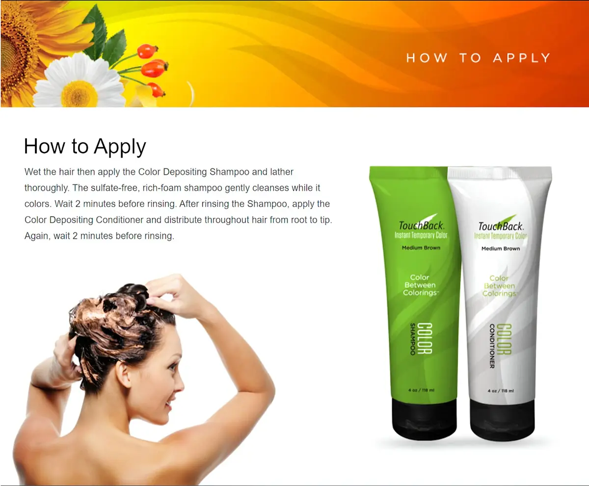 TouchBack Color Shampoo and Conditioner Set (Medium Brown) | Temporary Hair Color & Shine - view 4