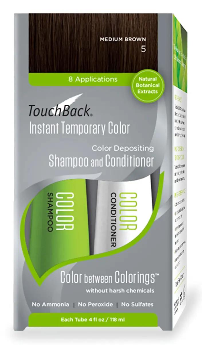 TouchBack Color Shampoo and Conditioner Set (Medium Brown) | Temporary Hair Color & Shine - main product image
