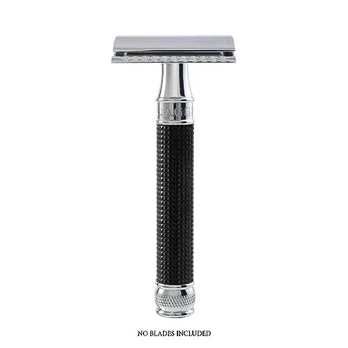 Edwin Jagger Double Edge Safety Razor, Regular Handle, Black Chrome Laser 3D Diamond - main product image