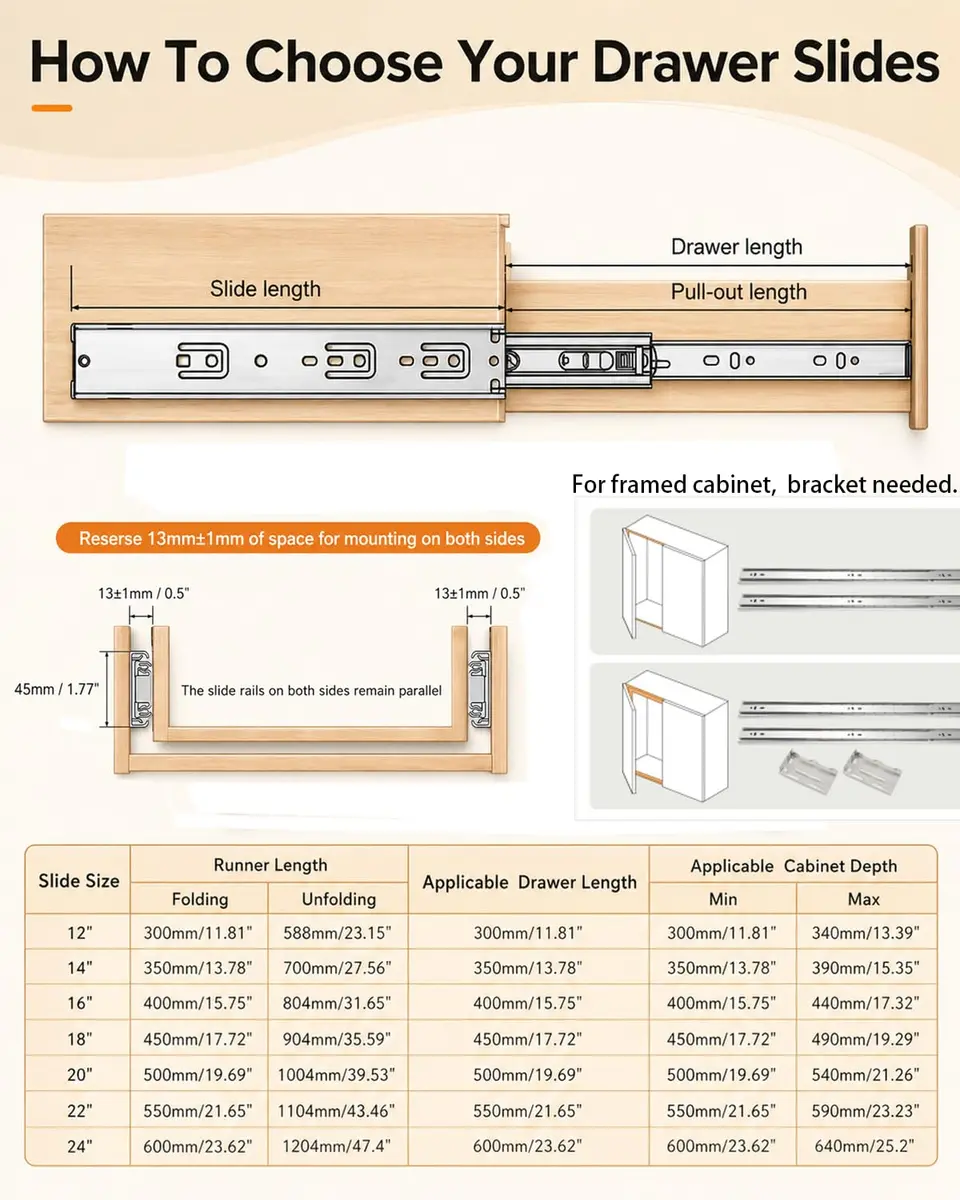 Gobrico 16 inch Drawer Slides 10 Pair | Heavy Duty Full Extension Soft Close Rails - view 6