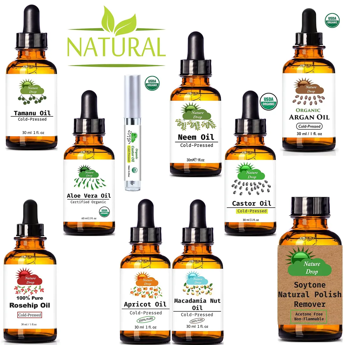 Nature Drop Organic Castor Oil 1 oz | Pure Cold Pressed for Hair & Skin - view 4