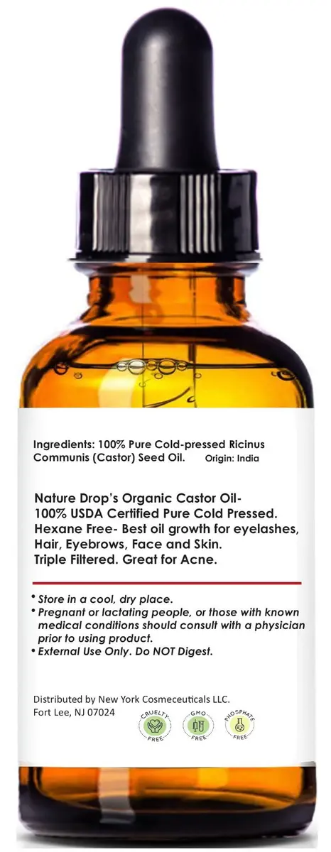 Nature Drop Organic Castor Oil 1 oz | Pure Cold Pressed for Hair & Skin - view 2