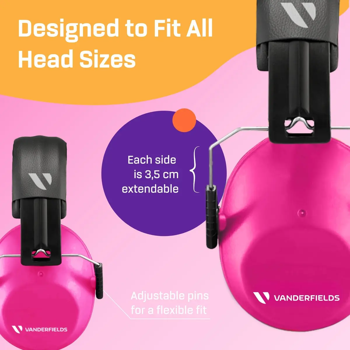 Vanderfields Kids Noise Canceling Headphones - Pink Rose 240g (8.5 oz) | Certified Hearing Protection Earmuffs - view 7