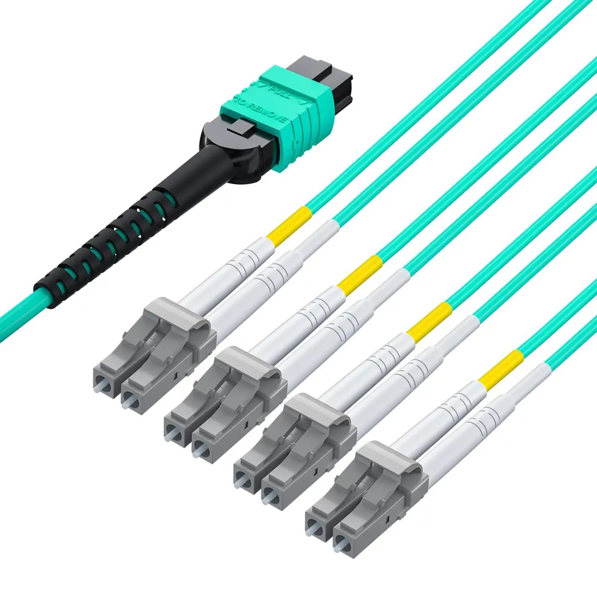 10Gtek Fiber Optic Cable Patch Cord MPO to 8xLC Fanout 1m | OM3 MMF 8-core Application for QSFP+ Transceivers - view 5