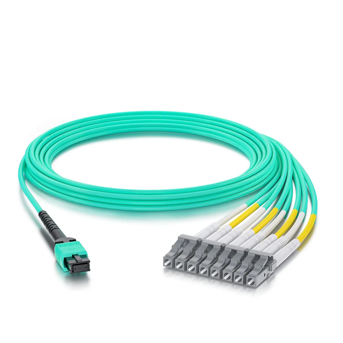 10Gtek Fiber Optic Cable Patch Cord MPO to 8xLC Fanout 1m | OM3 MMF 8-core Application for QSFP+ Transceivers - view 2