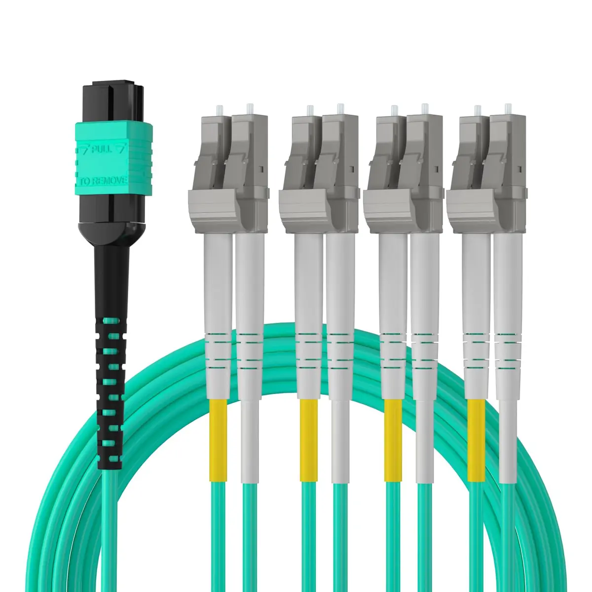 10Gtek Fiber Optic Cable Patch Cord MPO to 8xLC Fanout 1m | OM3 MMF 8-core Application for QSFP+ Transceivers - view 3