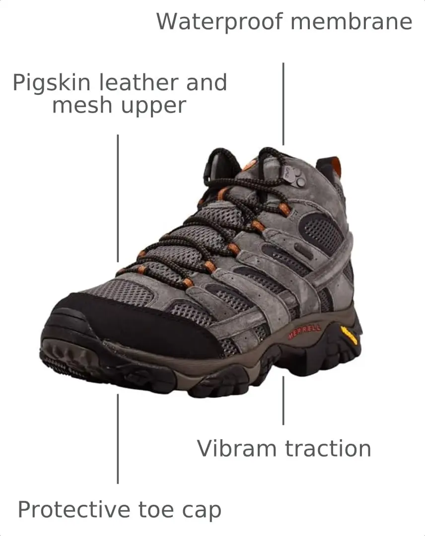 Merrell Moab 2 Mid Waterproof Hiking Boot, Beluga, 7.5 US | Durable Waterproof Hiking Footwear - view 2