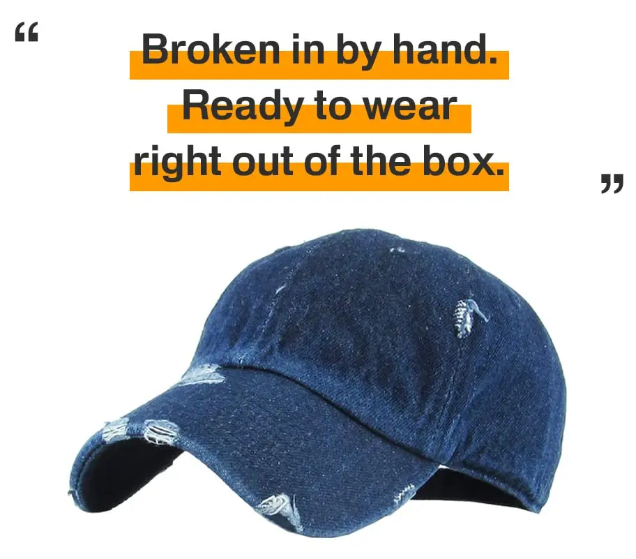 KBETHOS KBE-VINTAGE DDM Washed Cotton Baseball Cap, Dark Denim | Adjustable Low Profile Dad Hat - view 5