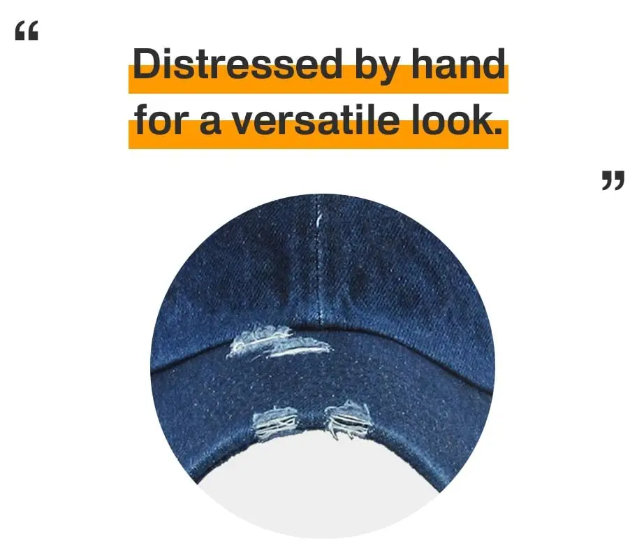 KBETHOS KBE-VINTAGE DDM Washed Cotton Baseball Cap, Dark Denim | Adjustable Low Profile Dad Hat - view 7