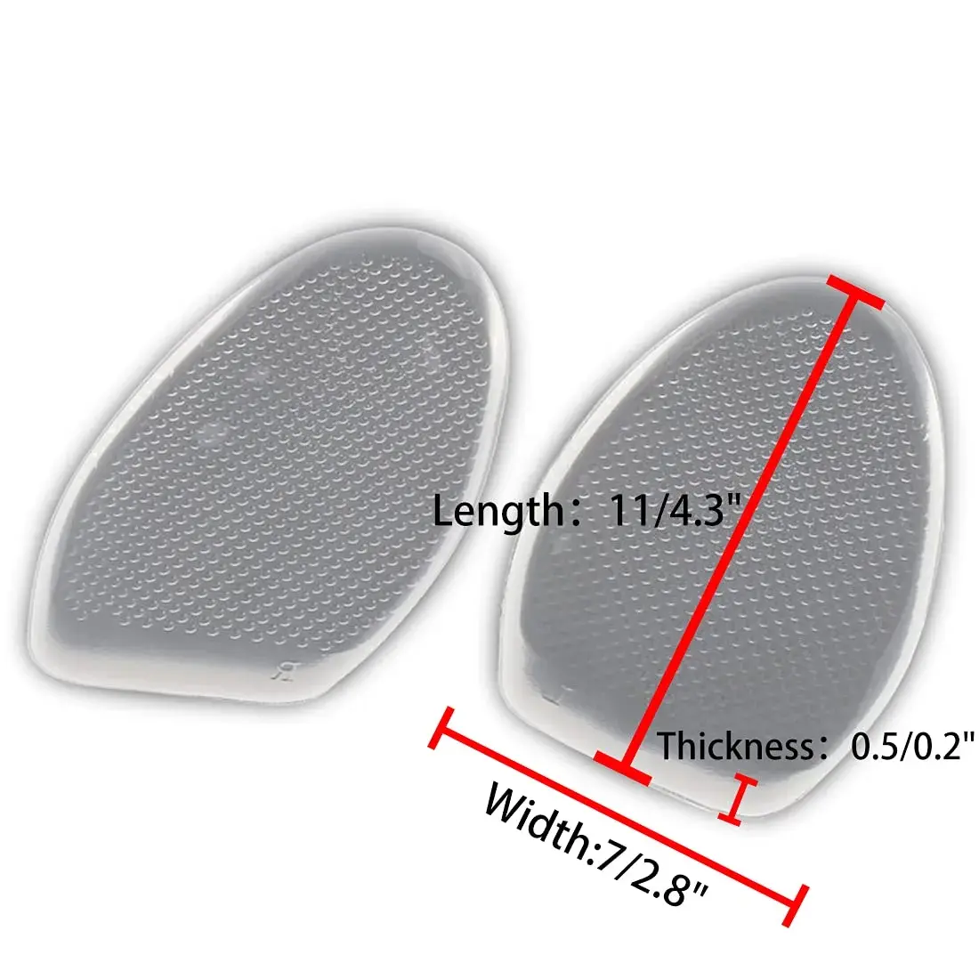uxcell Silicone Gel Half Sole Cushions Pad Insoles Clear | Low Arch Support for All Shoes - view 3