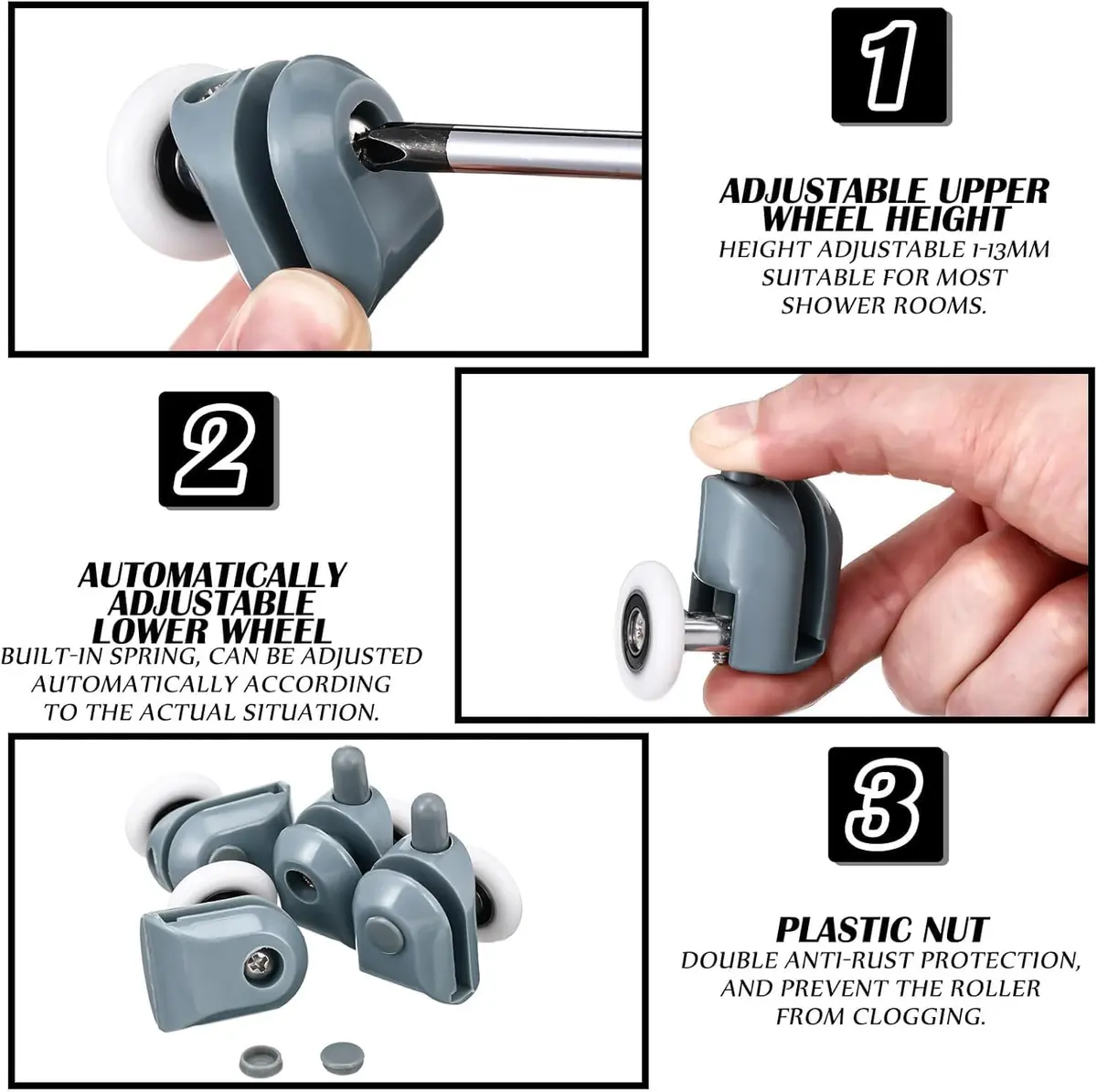 Smooth Shower Door Rollers Set of 8 | 23mm Diameter Home Bathroom Replacement Parts - view 5