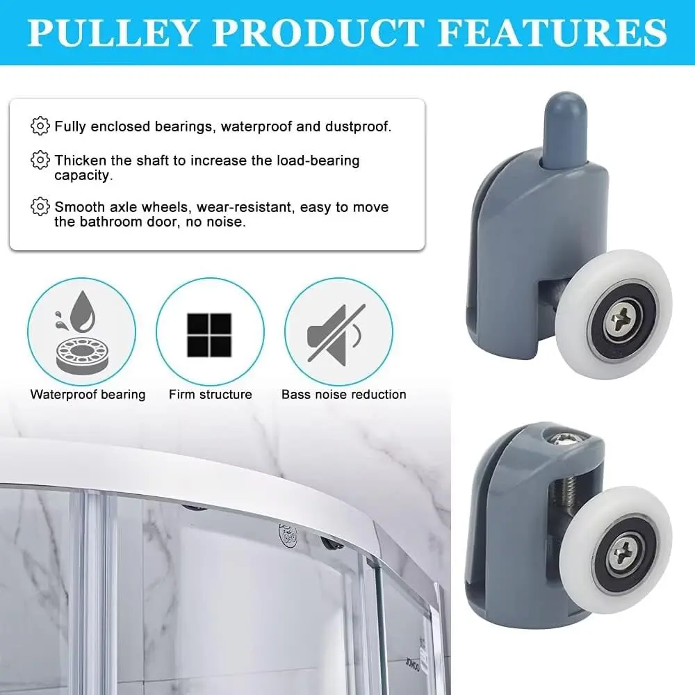 Smooth Shower Door Rollers Set of 8 | 23mm Diameter Home Bathroom Replacement Parts - view 6