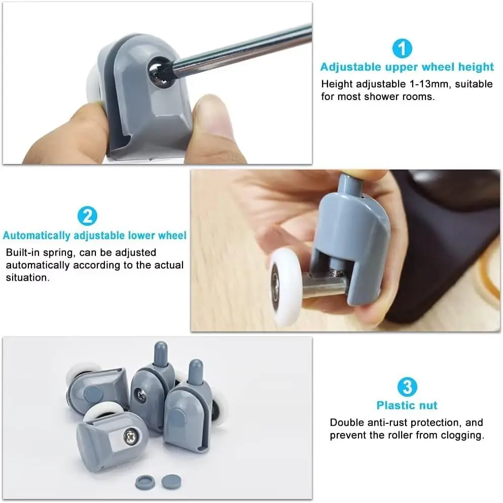 Smooth Shower Door Rollers Set of 8 | 23mm Diameter Home Bathroom Replacement Parts - view 9