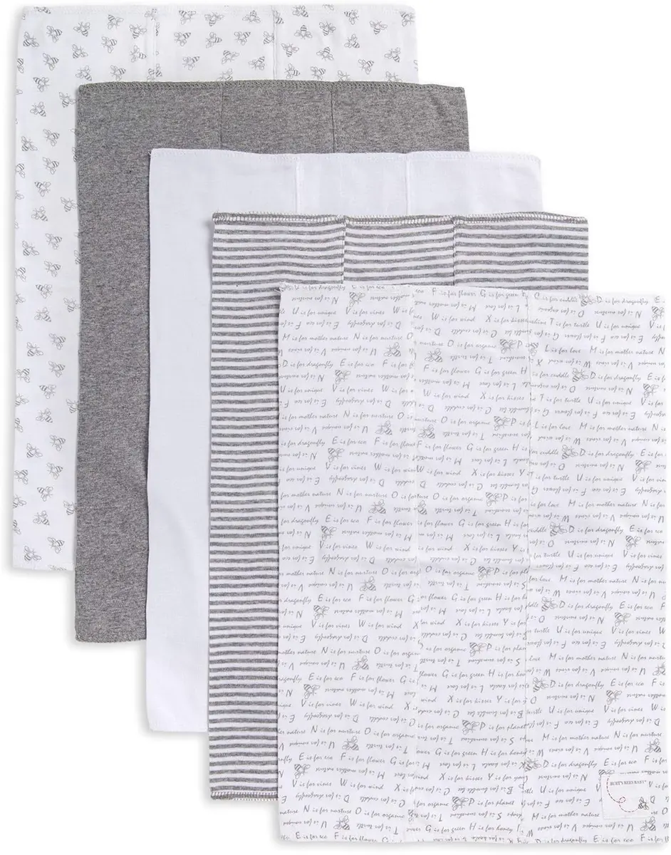 Burt's Bees Baby Infant Burp Cloths 5-Pack | Organic Cotton, Soft & Absorbent - main product image