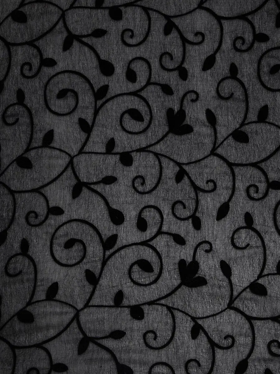 DUPATTA BAZAAR Embroidered Chiffon Dupatta 93x42 inches (236x107 cm) | Elegant Floral Black - view 4