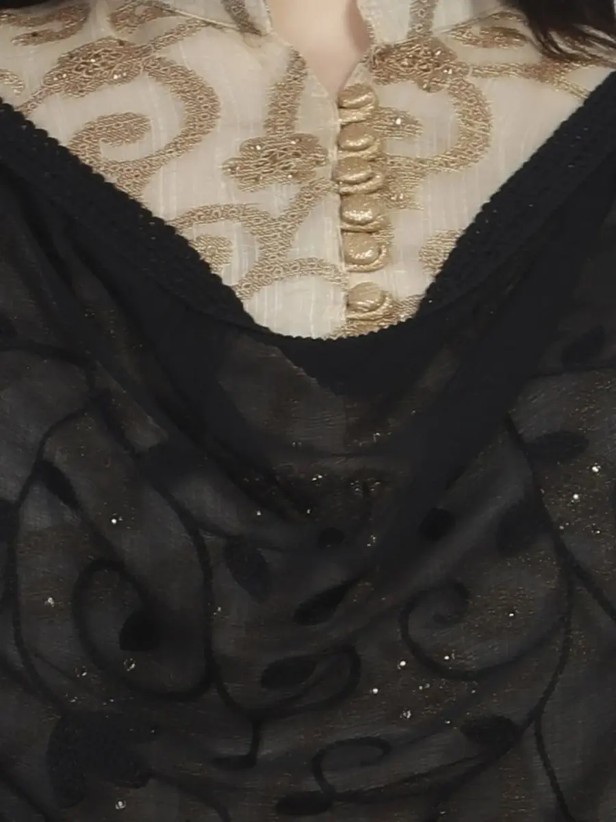 DUPATTA BAZAAR Embroidered Chiffon Dupatta 93x42 inches (236x107 cm) | Elegant Floral Black - view 5