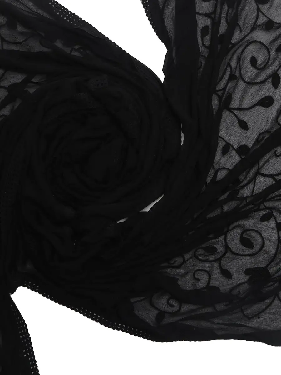 DUPATTA BAZAAR Embroidered Chiffon Dupatta 93x42 inches (236x107 cm) | Elegant Floral Black - view 3