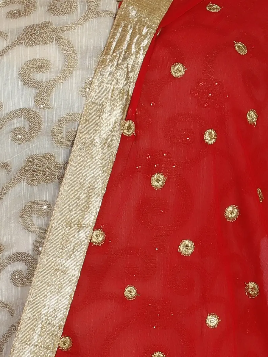 DUPATTA BAZAAR Women's Red Chiffon Dupatta with Gold Border 235cm (92") | Traditional Indian Ethnic Wear - view 6