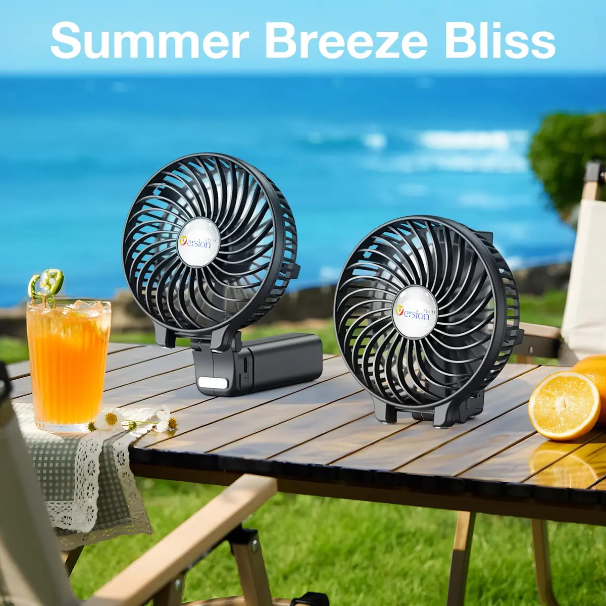 VersionTECH. Portable Handheld Fan with USB Rechargeable Battery, 3-Speed Foldable Mini Fan, Black | 10cm (3.94 inch) Fan Diameter - view 7