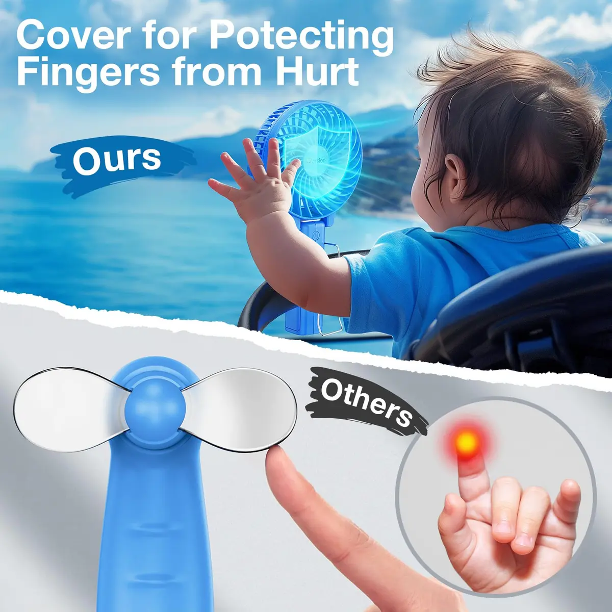 VersionTECH. Portable Handheld Fan with Replaceable Battery | 10cm Fan Diameter (3.94 Inch), 20cm Height (7.87 Inch) | USB Rechargeable - view 6