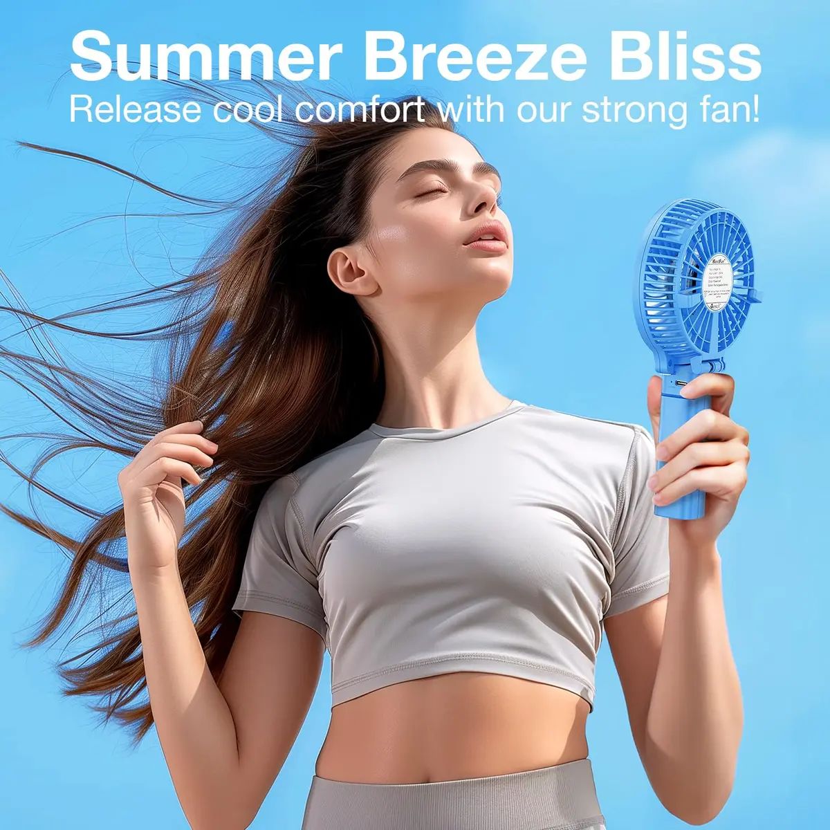 VersionTECH. Portable Handheld Fan with Replaceable Battery | 10cm Fan Diameter (3.94 Inch), 20cm Height (7.87 Inch) | USB Rechargeable - view 4