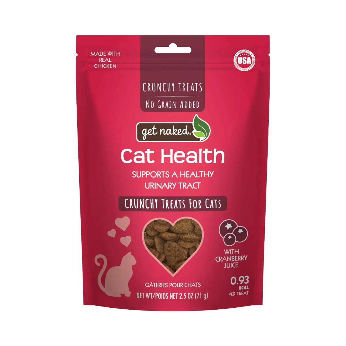 Get Naked Biteables Daily Crunchy Cat Treats for Skin Health, Cranberry Flavor, 2.5oz (70.87 g) | Functional Grain-Free Cat Snacks - main product image