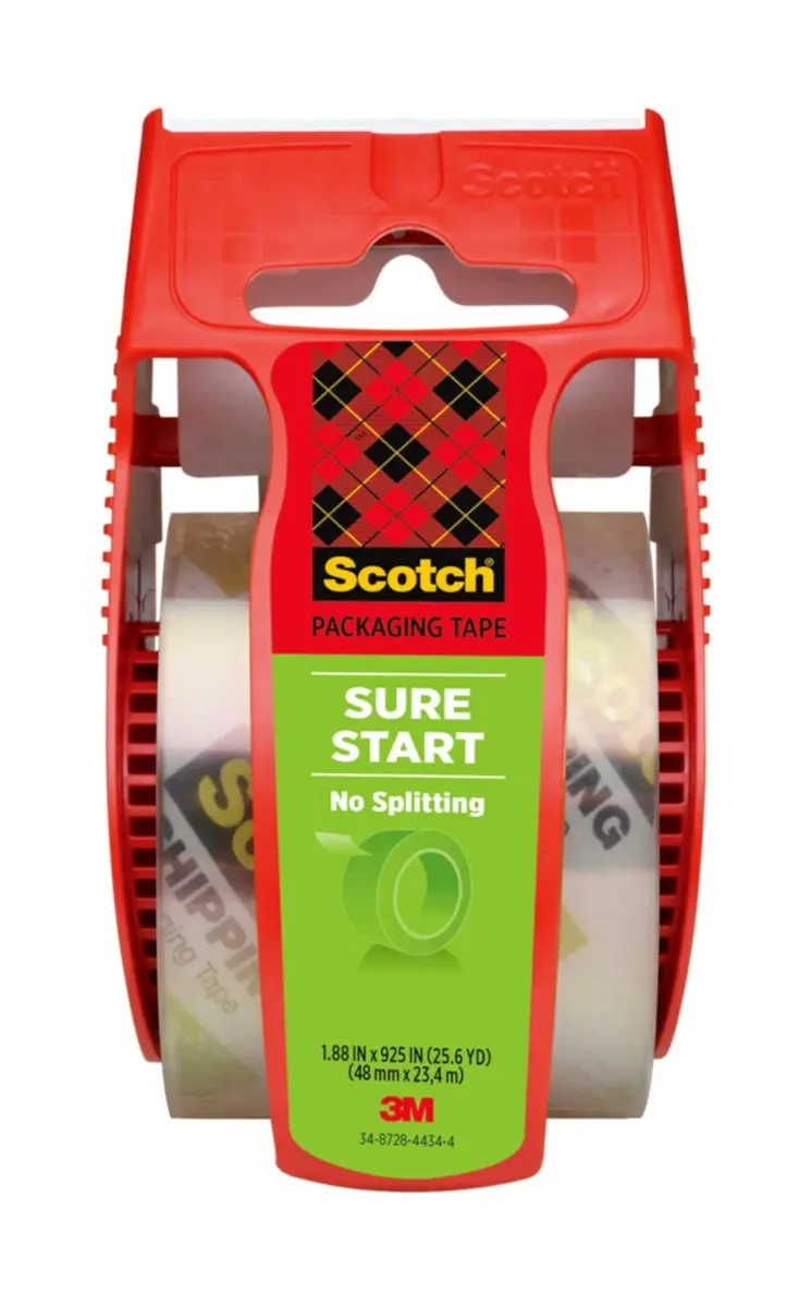 Scotch Sure Start Shipping Packaging Tape 1.88" x 22.2 yd | Quiet Unwind, No Splitting, Clear, 1 Dispensered Roll - view 2