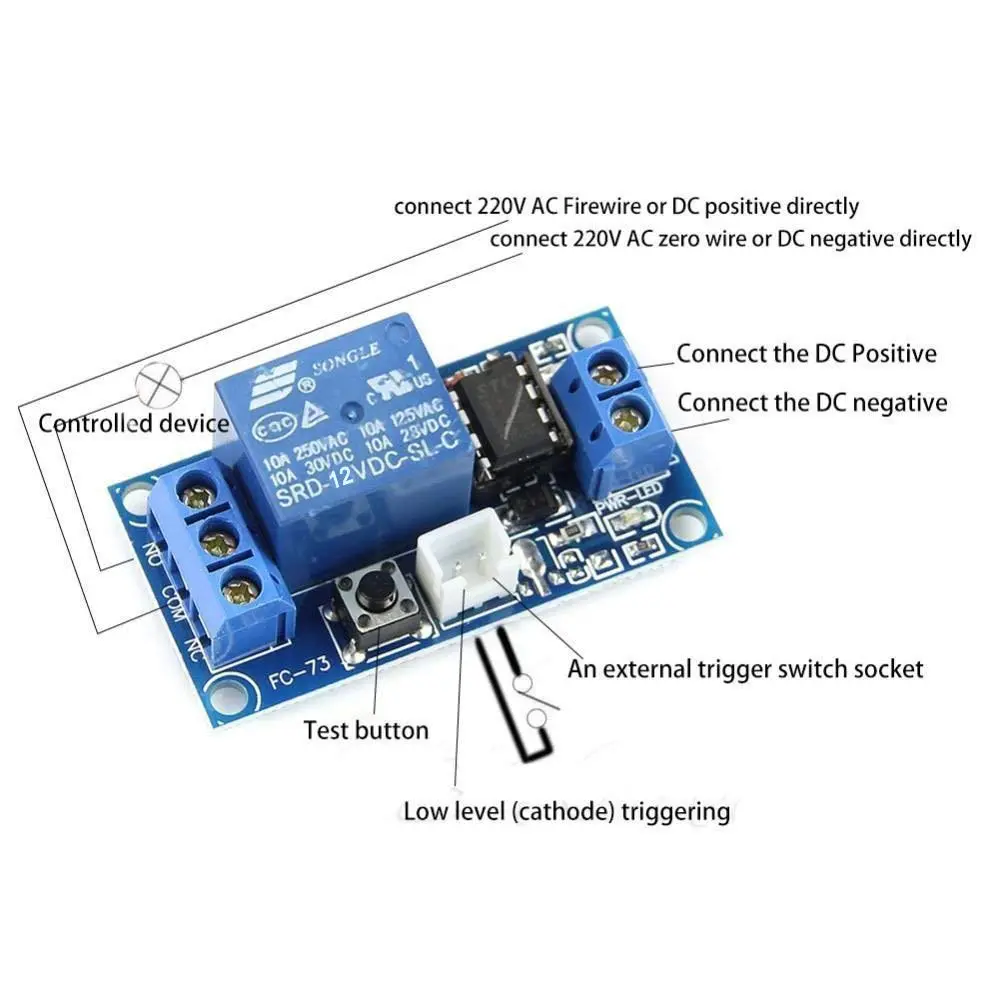HiLetgo 12V Self-Locking Relay Module 2pcs | Push to Start & Stop | 250V 10A | Surface Mount - view 5