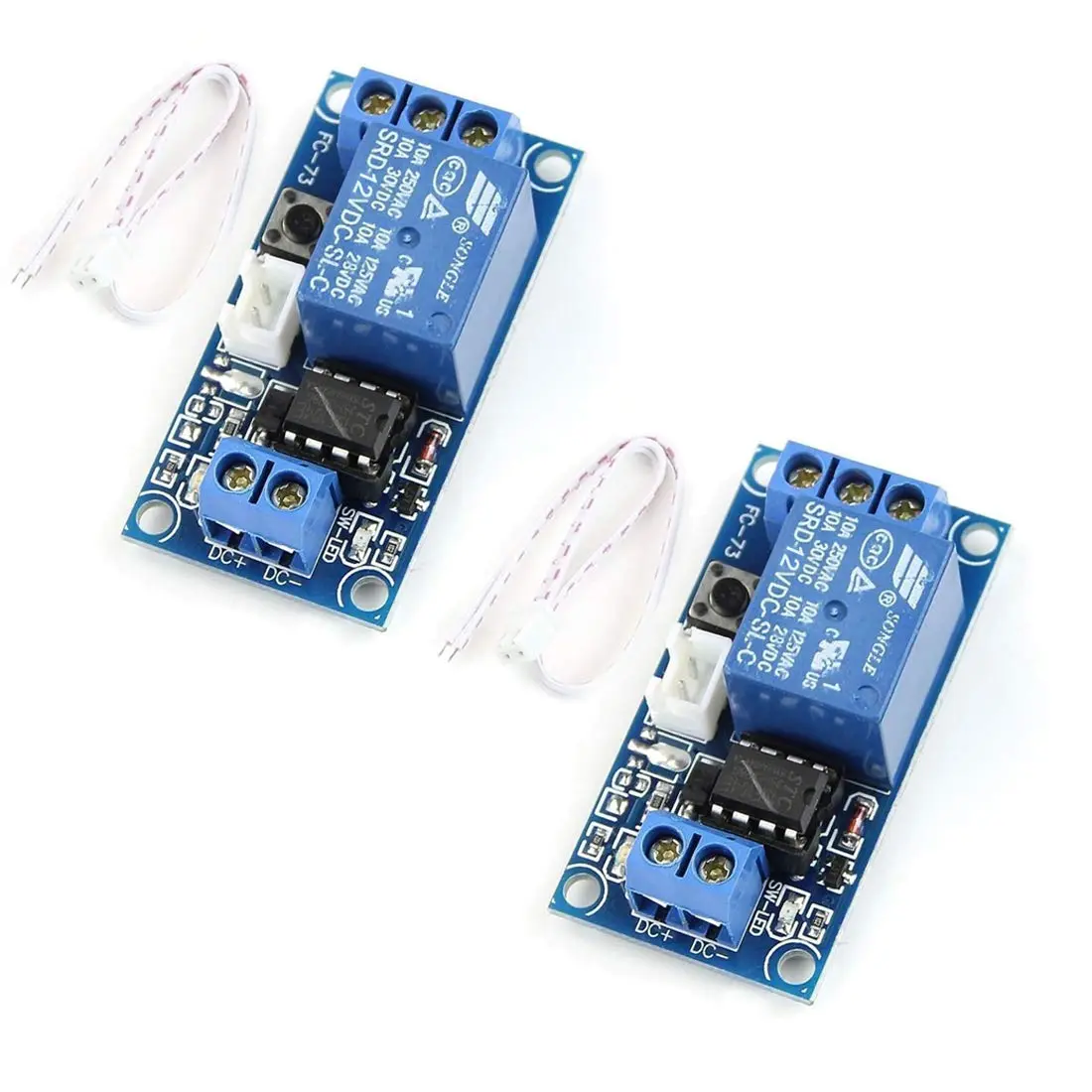 HiLetgo 12V Self-Locking Relay Module 2pcs | Push to Start & Stop | 250V 10A | Surface Mount - main product image