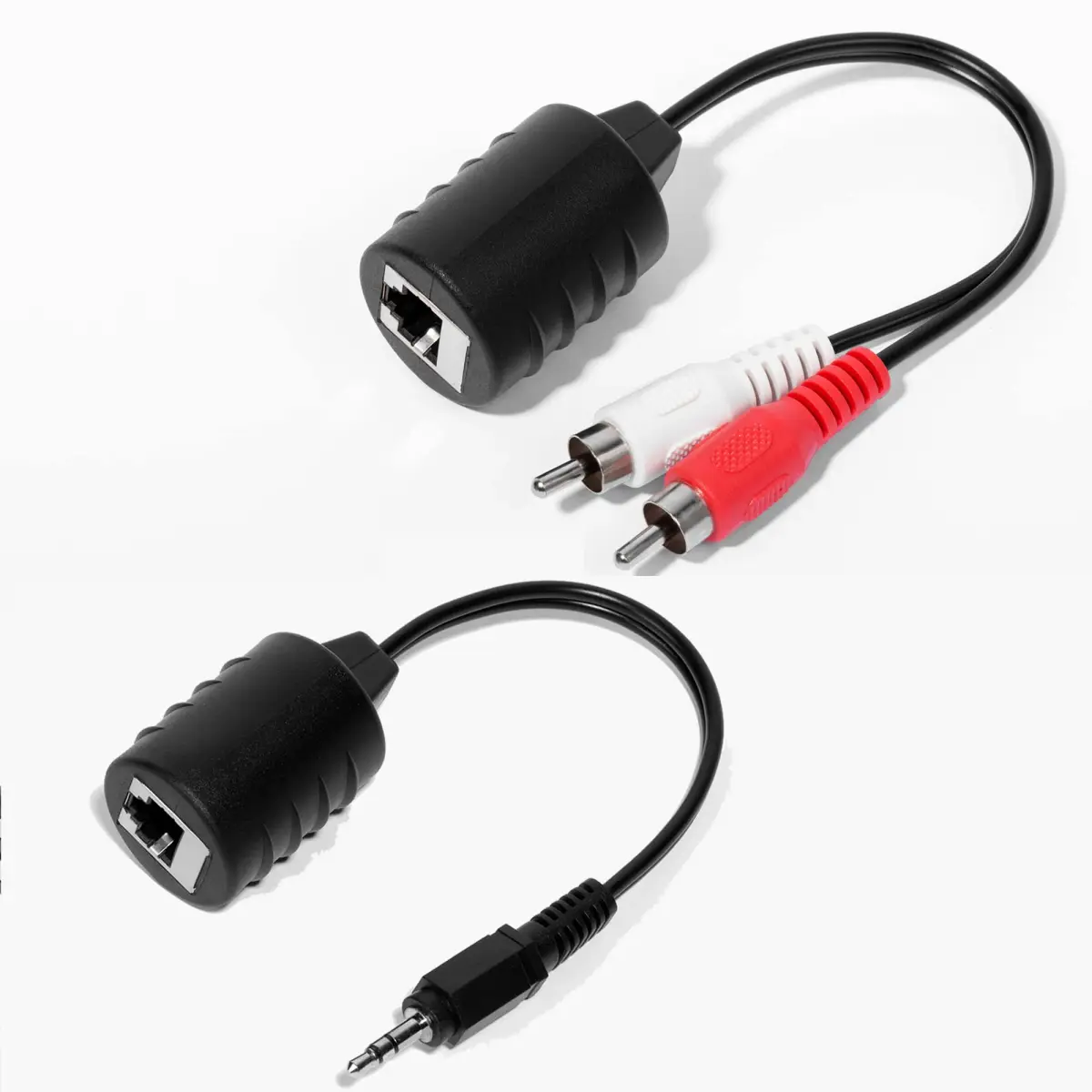 LINESO Bi-Directional 3.5mm to RCA Stereo Audio Balun Extender Over Cat5/6 Cable (Set of 2) | Extends Audio Up to 240ft - view 2