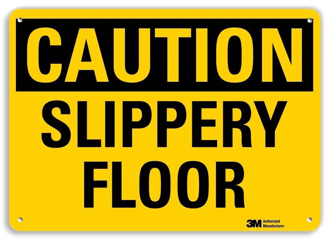 SmartSign Caution - Slippery Floor Sign 7" x 10" | Reflective Aluminum for Safety - main product image