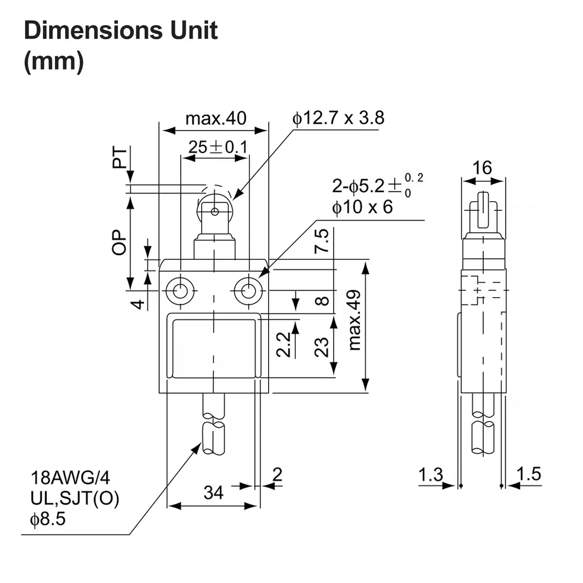 Baomain Limit Switch BM-3112 Sealed Parallel Roller, SPDT, 5A, IP67 | Heavy-Duty Industrial Control - view 2