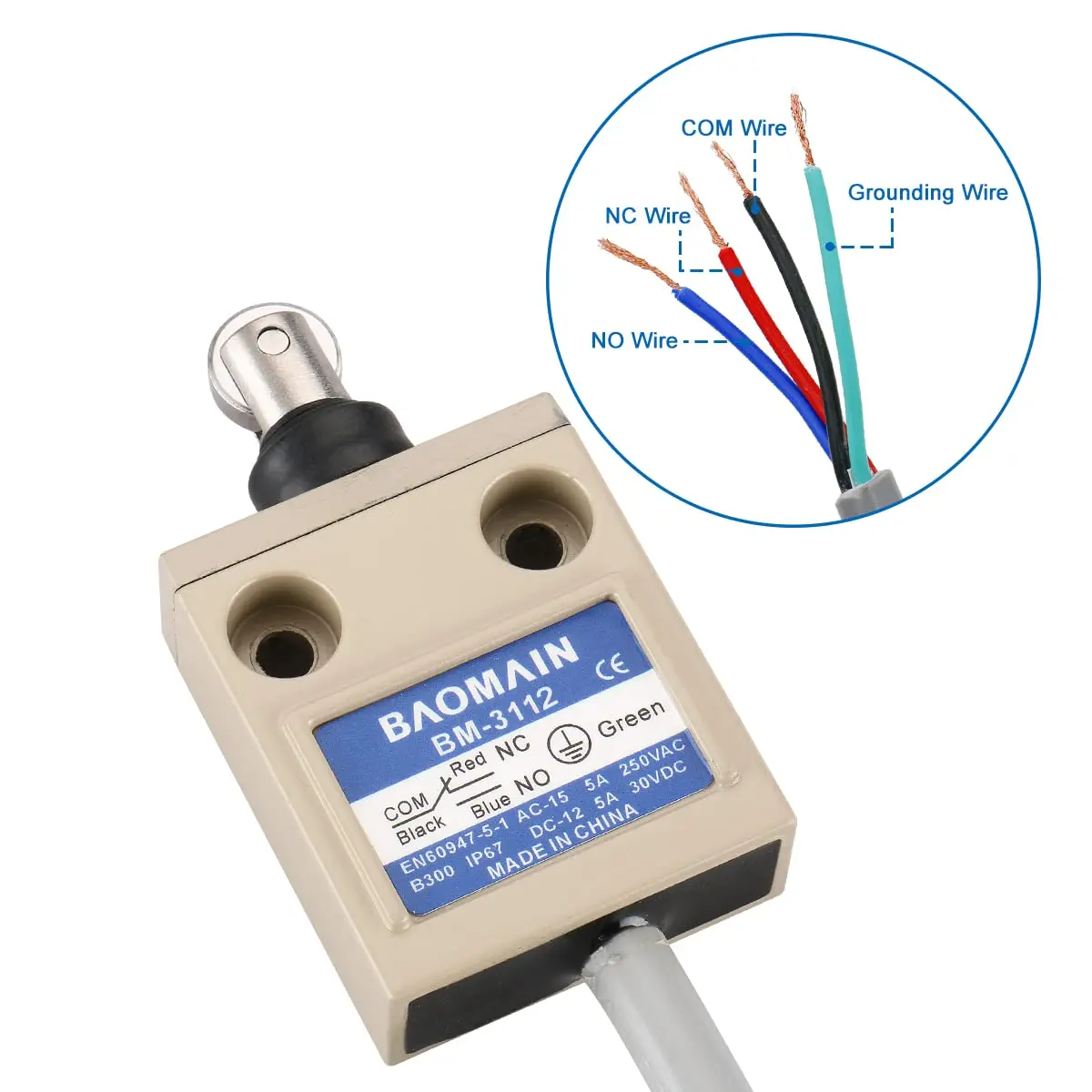 Baomain Limit Switch BM-3112 Sealed Parallel Roller, SPDT, 5A, IP67 | Heavy-Duty Industrial Control - view 4