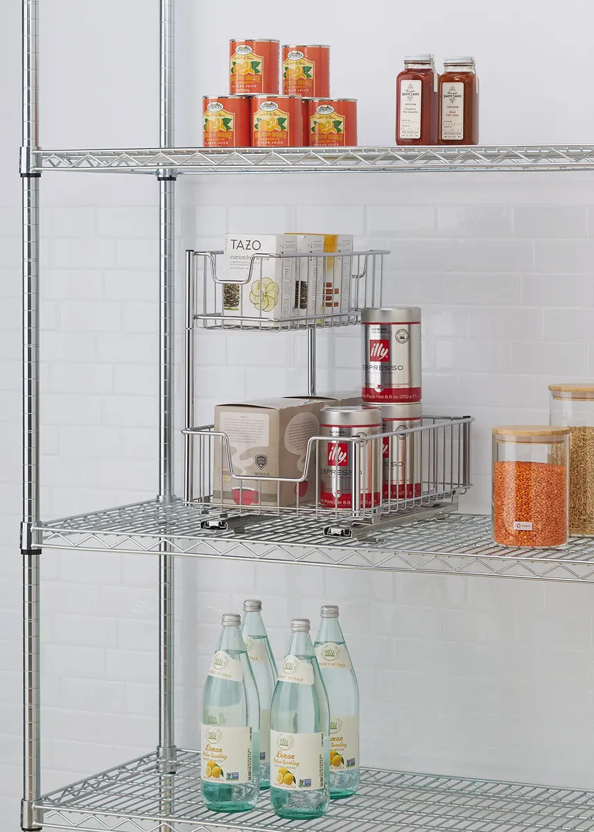 TRINITY Sliding Undersink and Cabinet Organizer with 2 Baskets | Max 50 lbs Capacity, 11.5" W x 17.75" D x 16" H - view 4