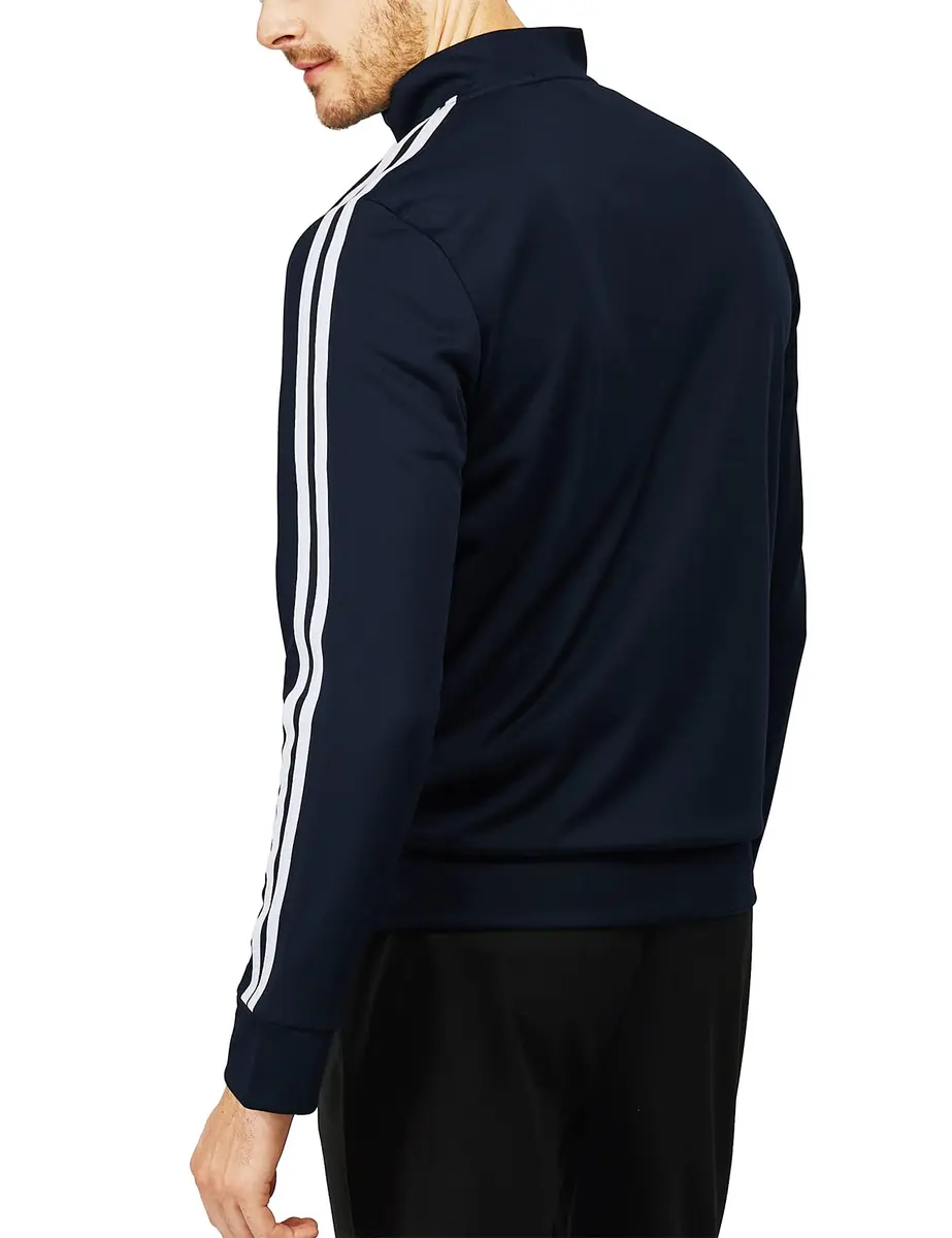 H2H Mens Active Slim Fit Track Lightweight Jacket Zip-up Long Sleeve NAVY US L/Asia XL - view 5