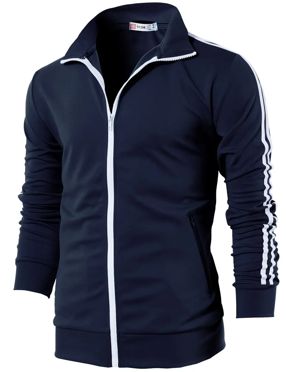 H2H Mens Active Slim Fit Track Lightweight Jacket Zip-up Long Sleeve NAVY US L/Asia XL - main product image