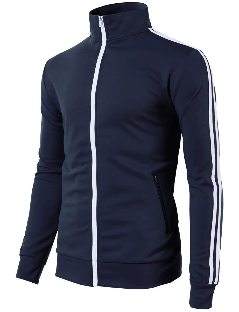 H2H Mens Active Slim Fit Track Lightweight Jacket Zip-up Long Sleeve NAVY US L/Asia XL - view 3