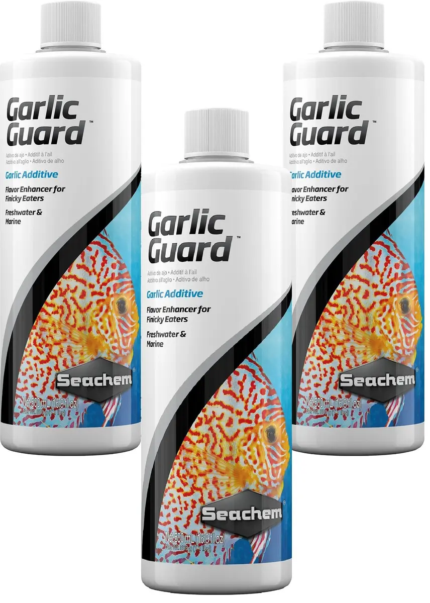Seachem Garlic Guard Additive Flavor Enhancer for Fish, 17 Fl Oz (3 Pack) | Concentrated Garlic Supplement for Finicky Eaters - main product image