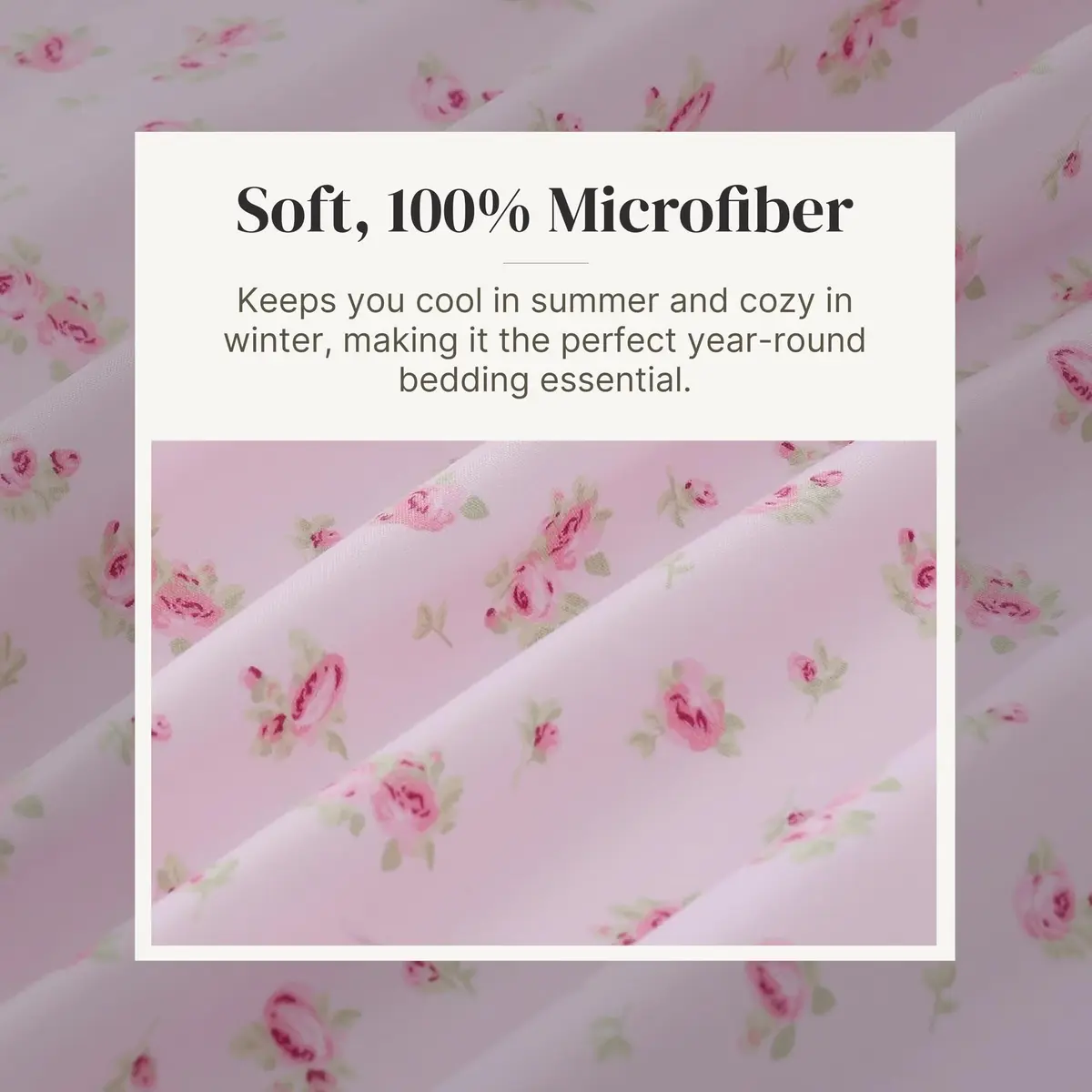 Modern Threads California King Bed Sheets Set | Ultra Soft Microfiber, Wrinkle-Free, Deep Pockets, Roses on Blush - view 5
