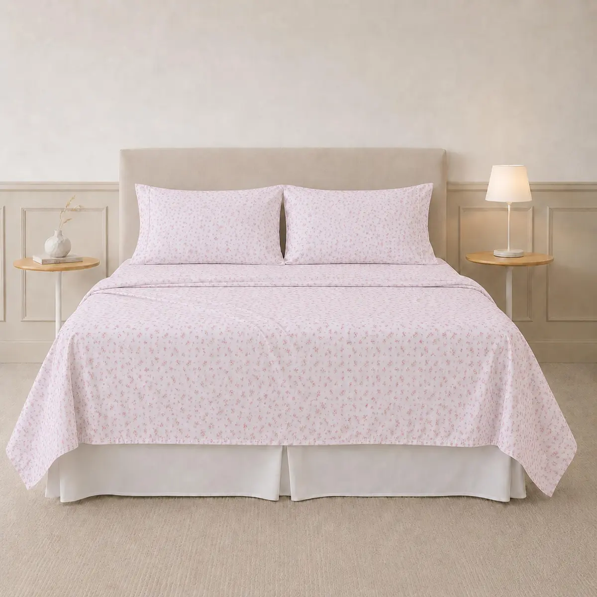 Modern Threads California King Bed Sheets Set | Ultra Soft Microfiber, Wrinkle-Free, Deep Pockets, Roses on Blush - view 2